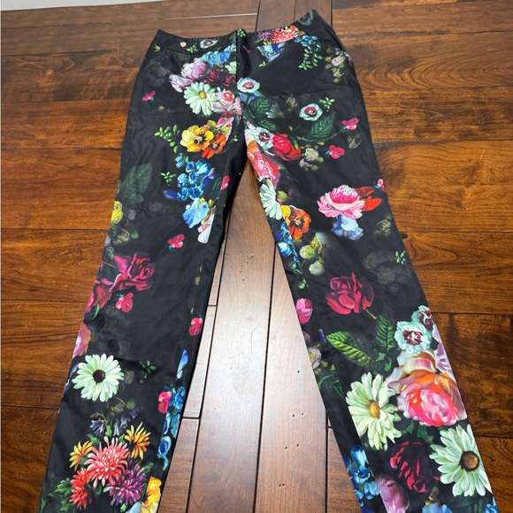 Ted Baker London Pants - Ted baker designer Black Pants with Vibrant Floral Design